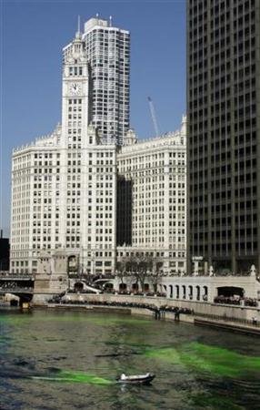 Chicago River dyed green Chicago River dyed green