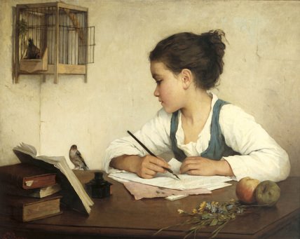 girl writing header